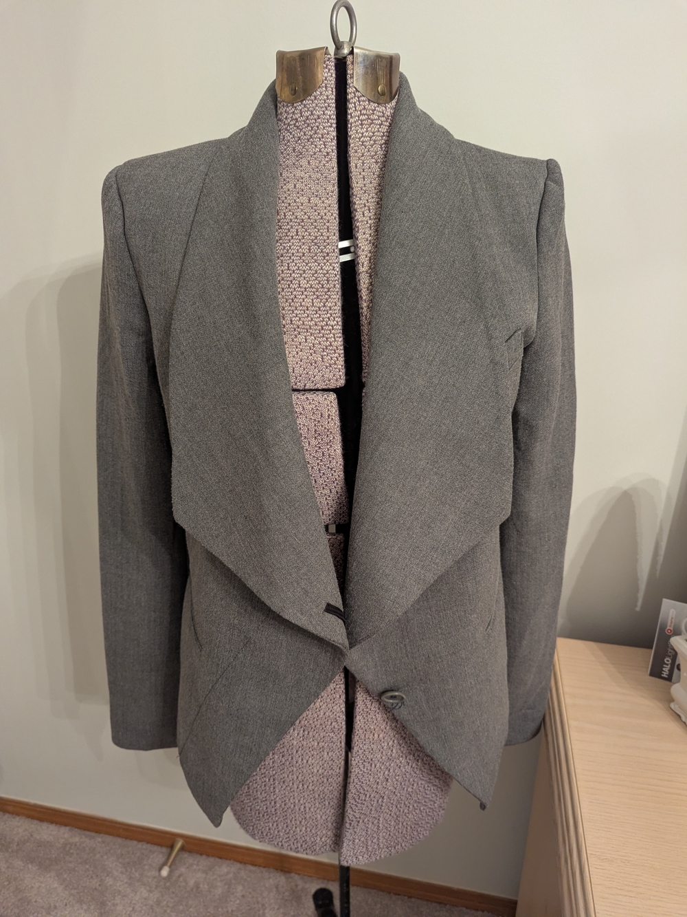 BCBGMaxAzria Gray Draped Lapel Blazer